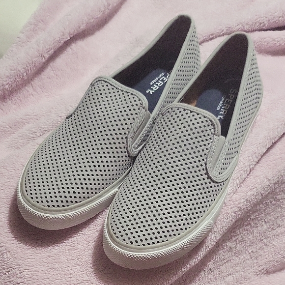 Sperry Women's Gray Perforated Slip-On Loafers - Picture 1 of 5